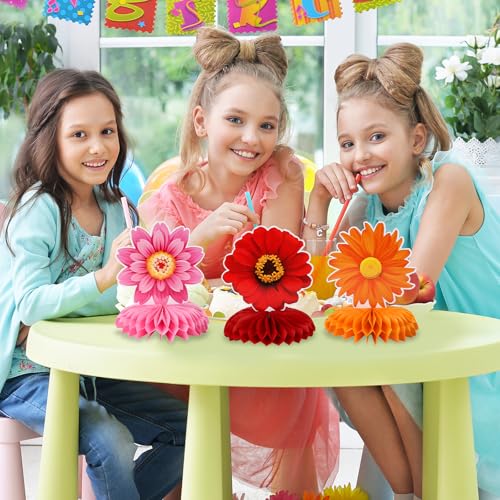 9 Pieces Spring Flower Centerpieces for Tables, Honeycomb Spring Birthday Party Decorations, Baby Shower Centerpieces for ...