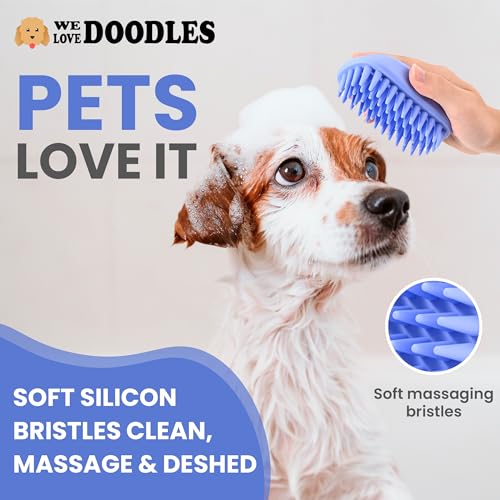 Dog Grooming Bath Brush, Pet Rubber Brush for Shower Scrubbing & Soothing Massage, Ideal for Long & Short Haired Dogs and ...