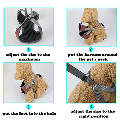 Dog Harness and Leash Set, Soft Mesh No Pull Dog Cat Harness Vest with Bowtie Bell for Small Dogs Puppy and Cats Outdoor T...