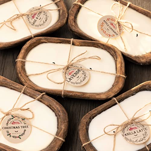 Red Barn Candle Company Wood Dough Bowl Candles - 100% Natural Soy Wax & Essential Oil Infused - Odor Eliminating + Pet Sa...