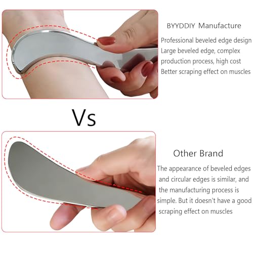 BYYDDIY Stainless Steel Gua Sha Muscle Scraper Tool,Scar Tissue Tool,Physical Therapy Tools,Muscle Scraping Tool,Guasha Ma...