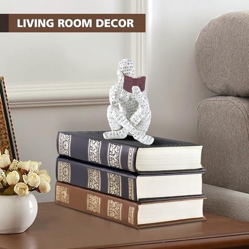 GRAPMKTG Home Decor Pulp Reading Women Thinker Statue Aesthetic Sculpture Room Decor Modern Abstract Decoration on Shelf T...