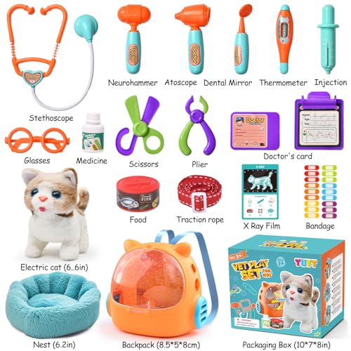 TUZT 17PCS Interactive Cat Toys for Kids, Toys for 3 4 5 6 7 8 Year Old Girls Kids Boys, Walking & Meowing Cat Toy with So...