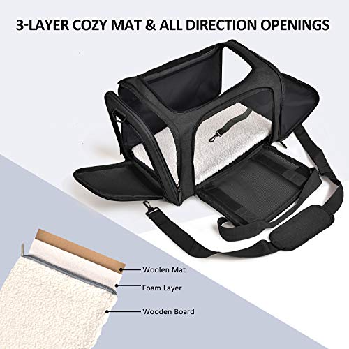 Henkelion Cat Carriers Dog Carrier Pet Carrier for Small / Medium Cats Dogs Puppies (Up To 15lbs), TSA Airline Approved Sm...