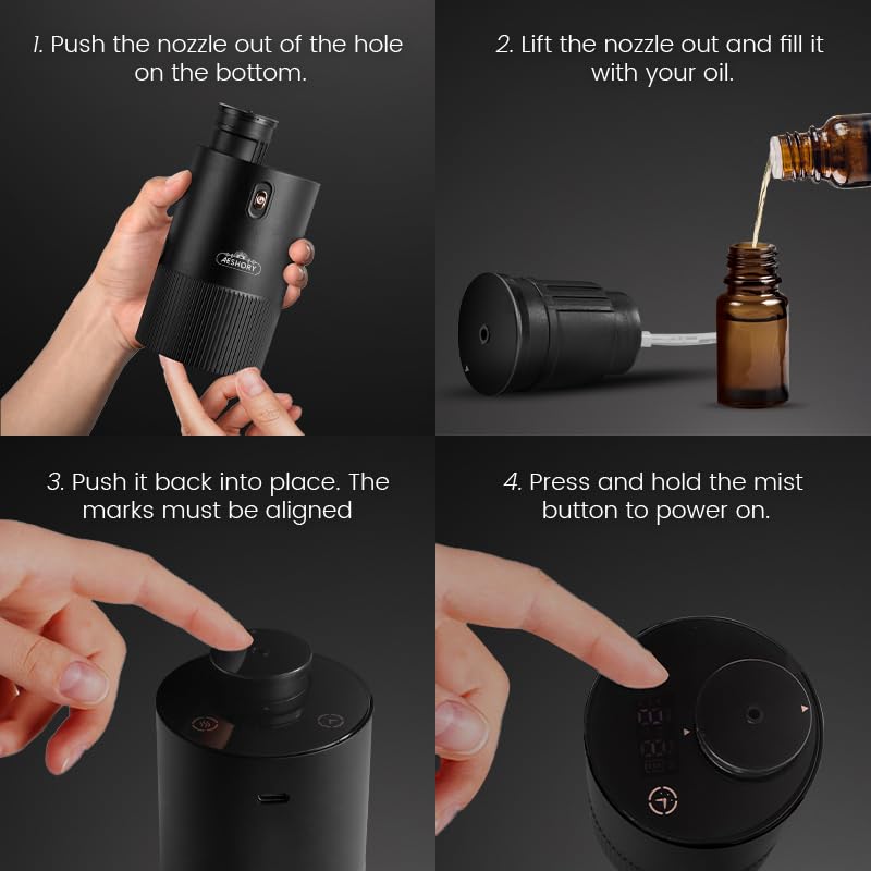 Waterless Diffuser for Essential Oil, Car Diffsuer, Aluminum Alloy & Fabric, 0.33 Fl Oz/ 10mL, Waterless Diffusers, Scent ...