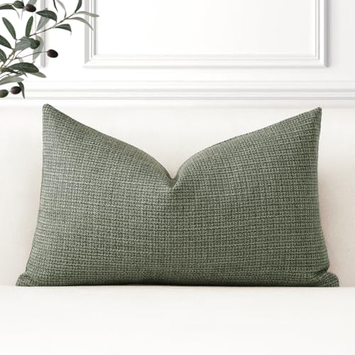 OTOSTAR Linen Throw Pillow Cover Set of 1 Decorative Lumbar Pillowcases Cushion Covers 16x24 Inch for Home Decor Sofa Bedr...