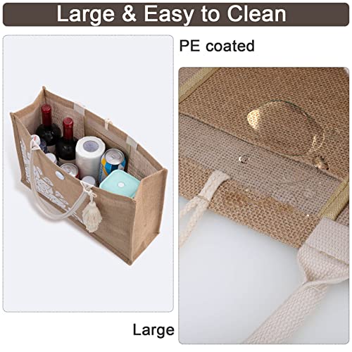 itgowisa Jute Beach Bag for Women, Burlap Beach Tote Bag with Tassel Pocket, Summer Gift for Vacation, Pool, Cruise & Groc...