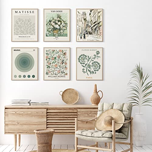 Habseligkeit Sage Green Master Wall Art Prints, Abstract Matisse Wall Art Exhibition Posters, Vintage Art Boho Art Prints,...