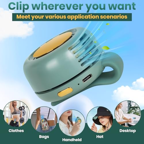 Portable Silent Mini Bladeless Electric Fan Clip on Small Bladeless Clip On Fan for Shirt,2025 New Adjustable 3-Speed Susp...