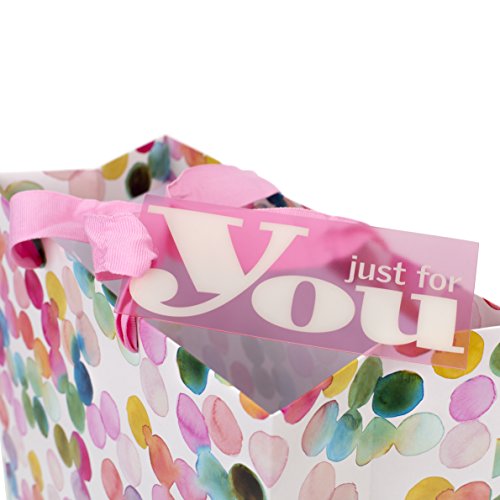 Hallmark 10" Large Square Gift Bag (Watercolor Dots, Just for You) for Birthdays, Mothers Day, Easter, Graduations, Retire...