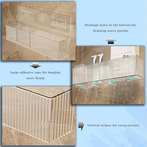 2 Pack Bathroom Makeup Organizer Wall Mount Clear Bathroom Organizers and Storage with 3 Compartments Plastic Storage Orga...