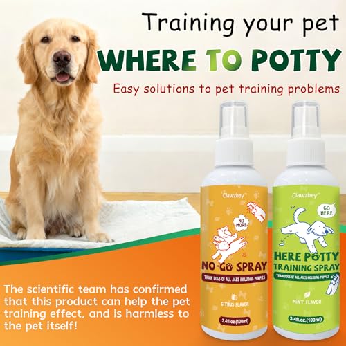 Clawzbey Dog Potty Training Spray Set, No-Go Spray & Here Potty Training Spray, Puppy Essentials, Stops Urination & Markin...