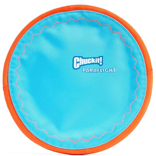 Chuckit! Paraflight Flying Disc Dog Toy - Water Floating Flyer - Durable Nylon Construction with Soft Rubber Edges - For M...