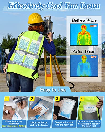 HJDHS Cooling Ice Vest with 24pcs Ice Pack - Cooling Vest with Adjustable Strap Cool Vest with Pockets