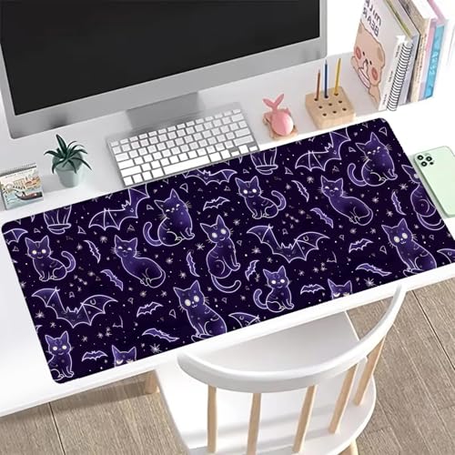 Black Cat Bat Gaming Mouse Pad, Office Desk Mat, Anti-Slip Rubber Base Cool Aesthetic Mouse Pads for Computer Laptop Keybo...