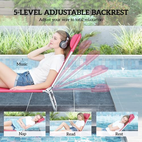 Outsunny Folding Chaise Lounge Chair, Pool Sun Tanning Chair, Outdoor Lounge Chair with Reclining Back, Breathable Mesh Se...