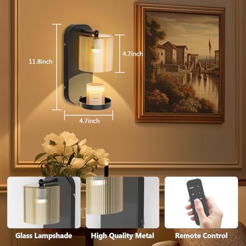 Wall Mounted Candle Warmer Lamp with Remote Control, Timer & Dimmer, Flameless Wax Melt Warmer for Jar Candles, Metal Wall...
