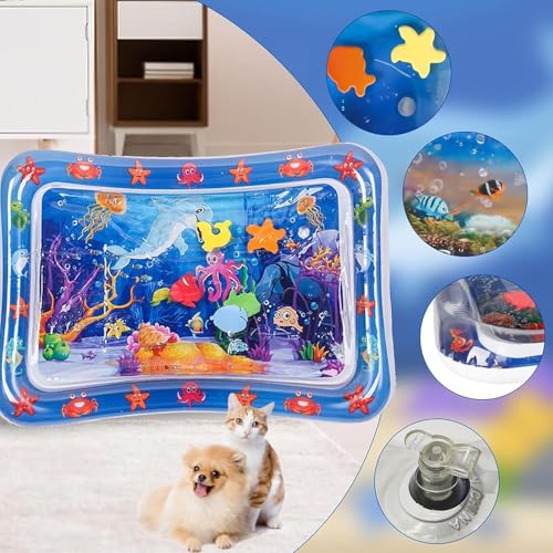 NLAIKE 2 Pieces Upgraded Thickened Cat Water Mat,Interactive Cat Toy for Indoor Cats to Exercise, Hunting,Swatting, Anti-S...