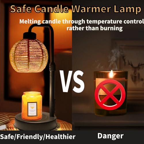 Candle Warmer Lamp, Candle Lamp with Timer Wax Melts Warmer - Dimmable & Height Wax Warmer Lamp for Melting Heating Jar Ca...