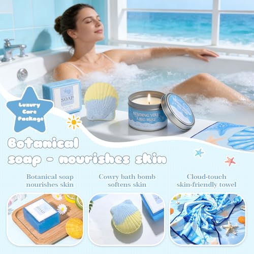 Mothers Day Gifts for Mom, Self Care Gift Basket for Women, Relaxation Spa Gift Set with Tumbler, Blue Ocean Gift Baskets ...