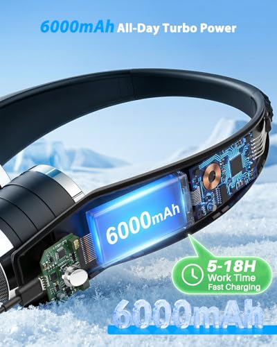 Ausic Portable Neck Fan, Personal Neck Fan with Dual High Speed Turbo Vents, 6000mAh Outdoor Cooling Fan Blow Cold Air, We...