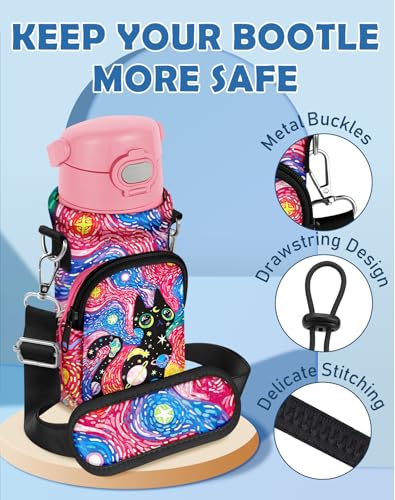 Miss Adola Water Bottle Carrier with Strap - Insulated Neoprene Water Bottle Holder Bag with Pocket for 14-20 oz