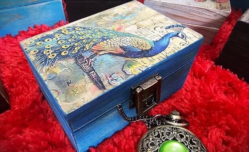 RK Collections Peacock Trinket Keepsake Box. Jewerly Box. Peacock Lovers Gift Idea for storing Necklace, Earrings, Trinket...