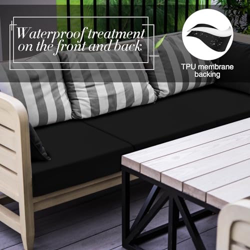 Newwiee Set of 4 Stretch Patio Cushion Covers Sofa Couch Seat Chair Slipcovers Cushion Cover Replacement Furniture Protect...