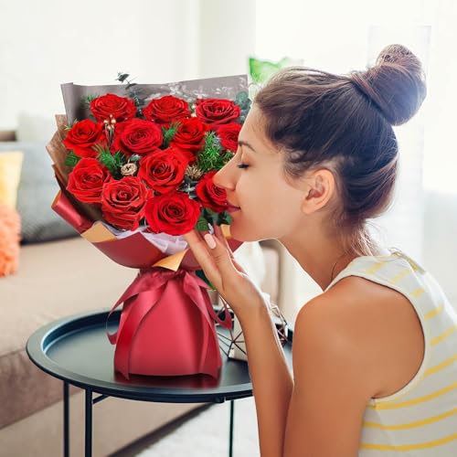ADDWel 12 Preserved Red Roses Bouquet - Real Roses That Last Years, Romantic Anniversary & Birthday Gifts for Wife, Girlfr...
