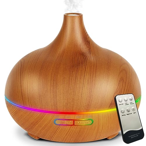Aroma Diffuser for Essential Oils，550ml Aromatherapy Diffuser Ultrasonic Cool Mist Humidifier for Home with 7 Light Color...
