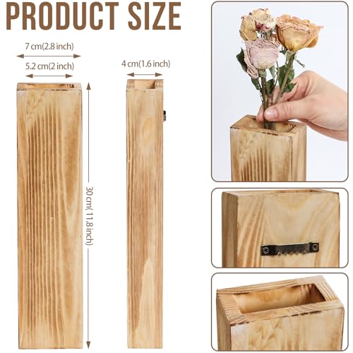 Sawoake Wooden Wall Planter Set of 4 - Modern Home Decor for Living Room, Bedroom, Bathroom - Walnut Finish Planter for Dr...