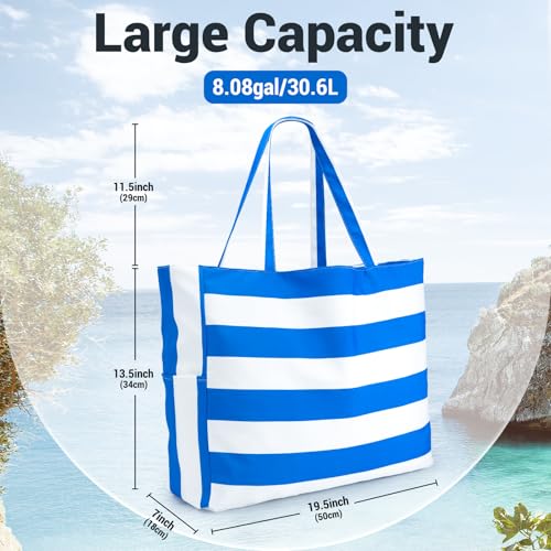 Iioscre Beach Bag for Women, Causal Hobo Pool Bags with Zipper Inner Pocket, Foldable Swim Tote Bag for Vacation Essentials