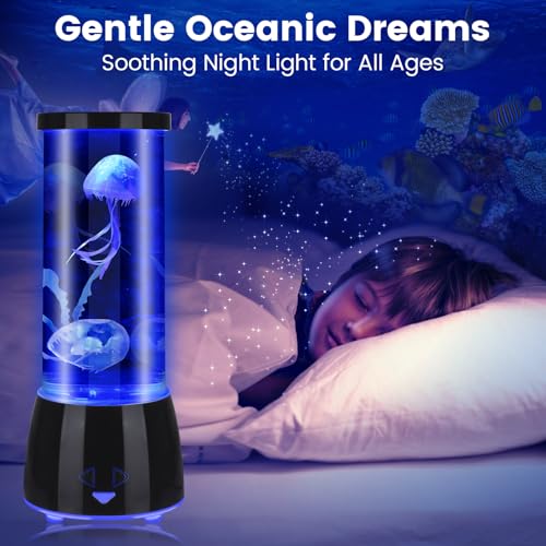 Eadaiylon Jellyfish Lamp 17 Color Changing with 4 Modes, Electric Jellyfish LED Mood Lamp Tank Table Night Light Home Deco...