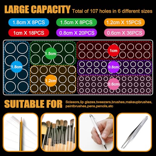 Novabright 2 Pack 105 Holes Acrylic Paint Brush Holder Organizer, Clear Pen Display Stand Rack Detachable Makeup Brush Hol...