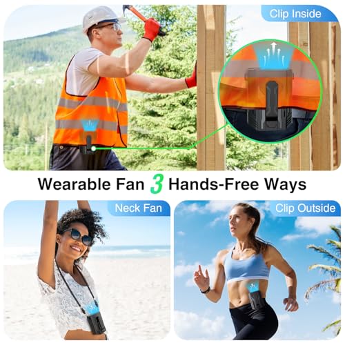 Portable Fan 4000mAh Rechargeable, 4 Speeds 13000RPM Strong Airflow, Personal Waist Fan with Max 24H Working Time, Wearabl...