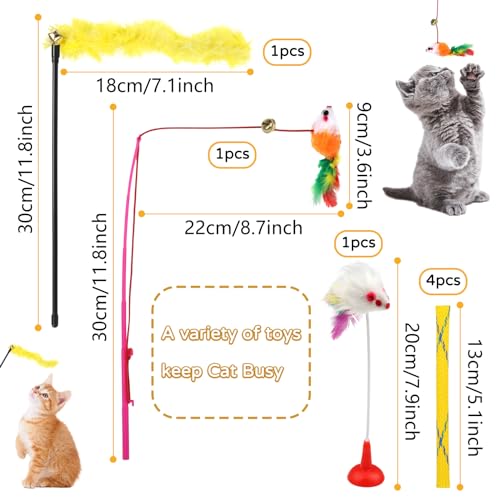 QUOZUO Cat Toys Kitten Toys Assortments, 32 Packs Interactive Cat Toy Variety Pack for Kitty, Cat Wand Toy, Cat Crinkle Ba...