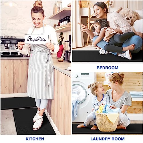 StepRite Kitchen Mats, 2PCS Kitchen Rugs, Cushioned Anti Fatigue Kitchen Mats for Floor, Non-Slip Standing Desk Mat, Water...