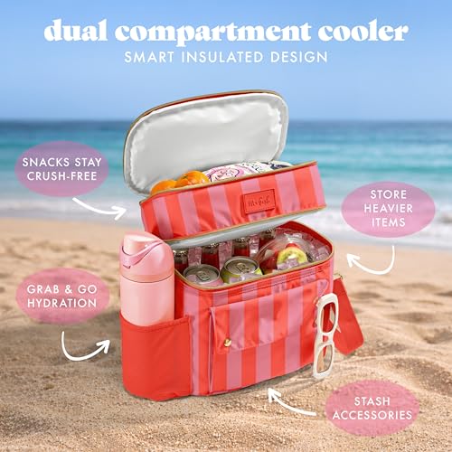 Fit & Fresh Sidekick Insulated Cooler Bag – Dual Compartment Leakproof Soft Sided Lunch Cooler, Small Cooler Bag with Cros...