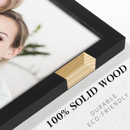 Picture Frames 10x10 2 Pack Made of Solid Wood Black for Wall Mounting and Tabletop Display