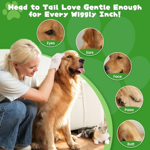 SnugTail Pet Wipes, Pet Glove Wipes for Dogs & Cats,Shedding Control, Dander Removal & Paw Cleaning, Travel Essentials for...