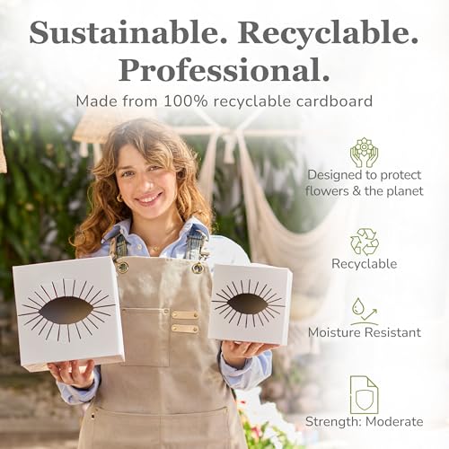 the florist Supply Flower Transportation Box - 25 Pack 6 x 6 x 4.1 Inch, Flower Boxes for Arrangements, Quick Pop & Lock S...