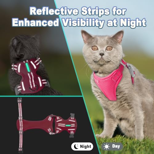 Cat Harness and Leash Set Escape Proof for Kitten Walking, Soft Adjustable Top Handle Vest Harnesses for Cats, Easy Contro...