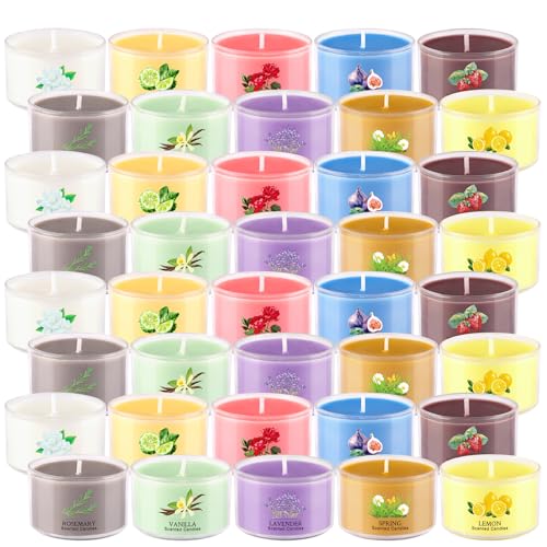 40 Scented Candle Set, 10 Fragrances, 35g Natural Soy Wax Candles with Smokeless Cotton Wicks, Ideal for Home Decor, Yoga,...