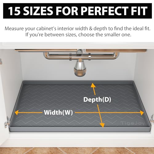 TigeJoy 34" x 22" Under Sink Mats for Kitchen Waterproof, Leak-Proof Silicone Mat Sink Protector and Cabinet Liner, Kitche...