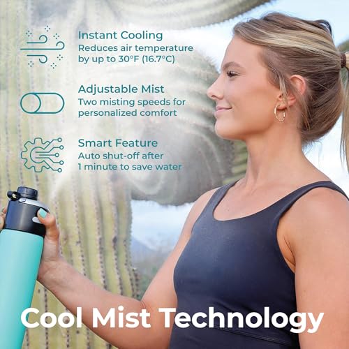Extreme MIST - GoMist Misting & Drinking Bottle - Personal Mister - Cooling Water Bottle w/Easy-Drink Spout - Stainless-St...