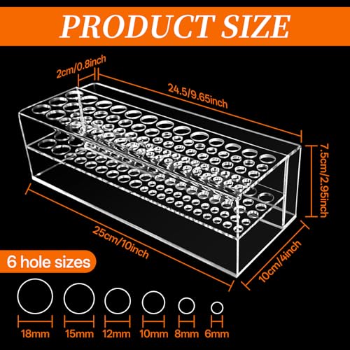 HESHUYU Acrylic Paint Brush Holder 77 Holes and Multi-functional Compartment Paintbrush Organizer Artist Brush Holder Pain...