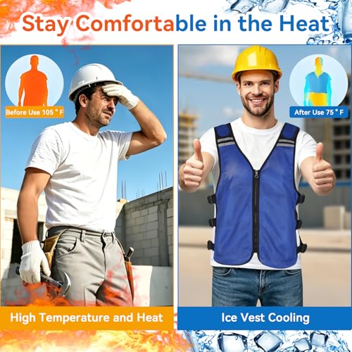 KkaFFe Cooling Vest for Hot Weather, Adjustable Cooling Jacket Safety Vest/Running Lightweight Vest/Reflective Vest/Ice Vest