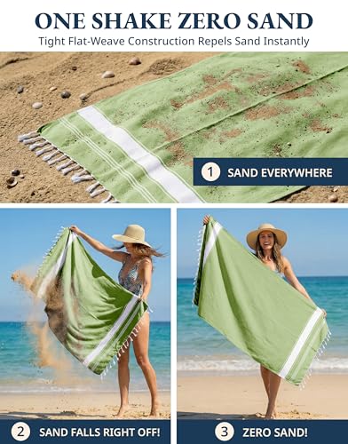 LANE LINEN Turkish Beach Towel 2 Pack, Oversized Beach Towel 39"x71", Lightweight Beach Essentials for Women, Large Pool T...