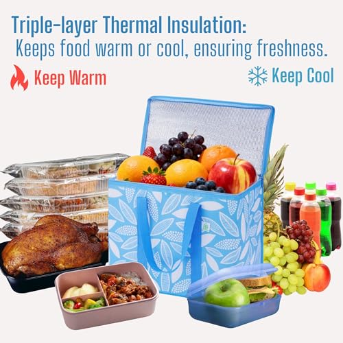 VENO 2 Pack Insulated Cooler Bag, Reusable Grocery Shopping Bag for Food Delivery, Heavy Duty, Large Size, Durable Handle...