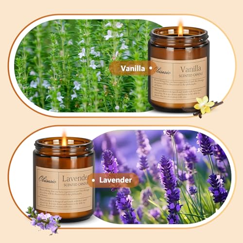 Obisesio Candles 2 Pack, Candles for Home Scented, Aromatherapy Candle Gift Set for Women Soy Wax Long Lasting Amber Jar C...